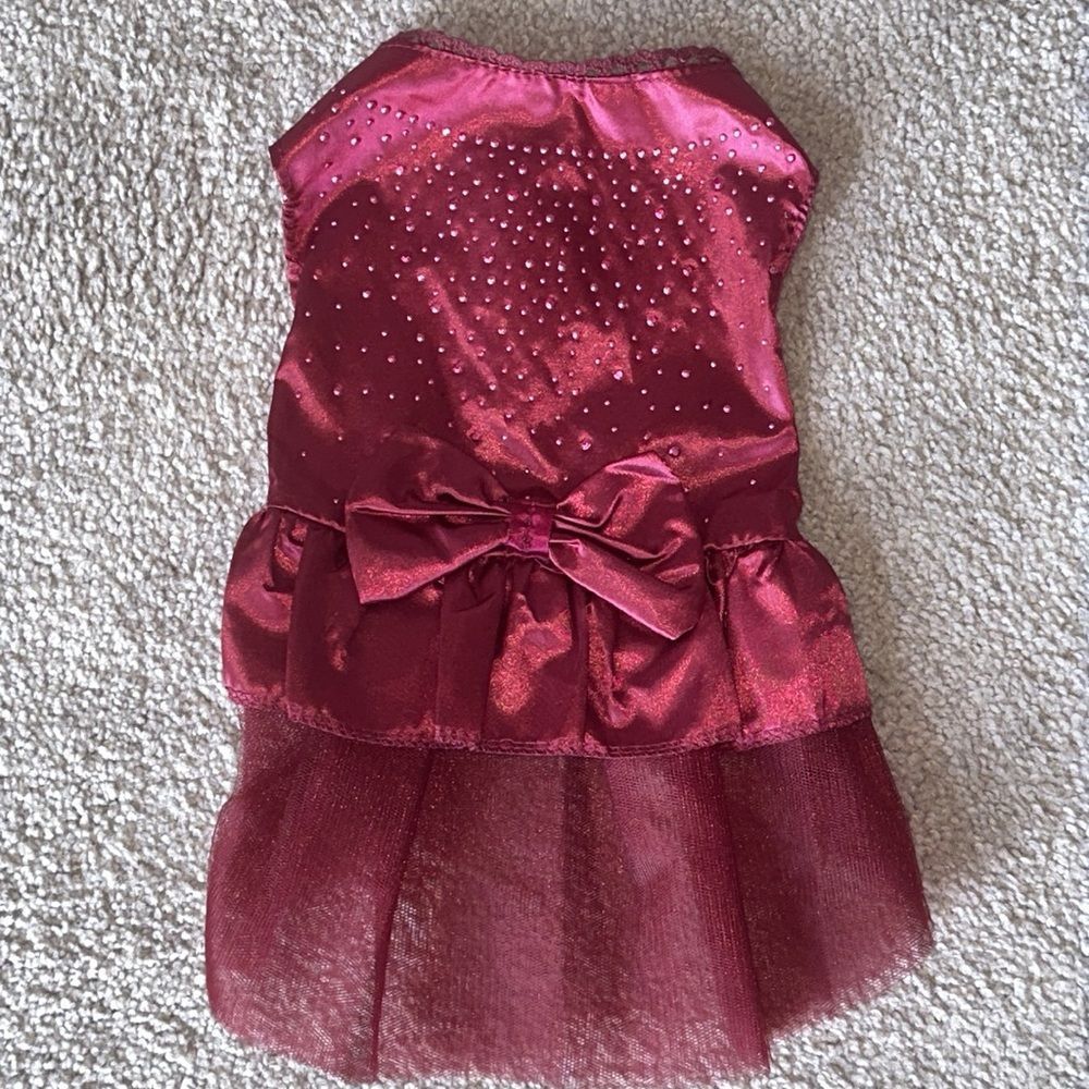 NWOT Burgundy Red Dog Dress with Tulle Skirt!